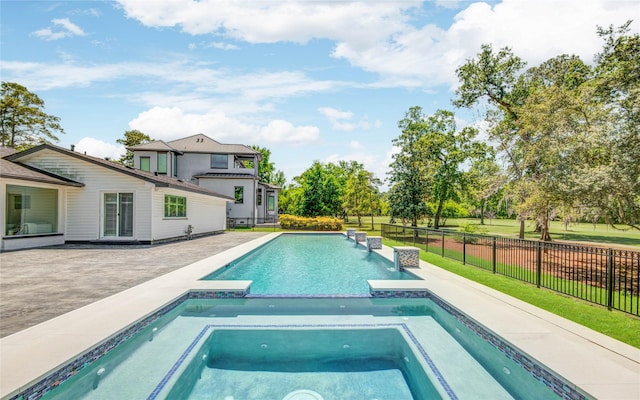 14227 Indian Wells Dr, Houston, TX 77069 - view of swimming pool featuring a patio and a pool with connected hot tub