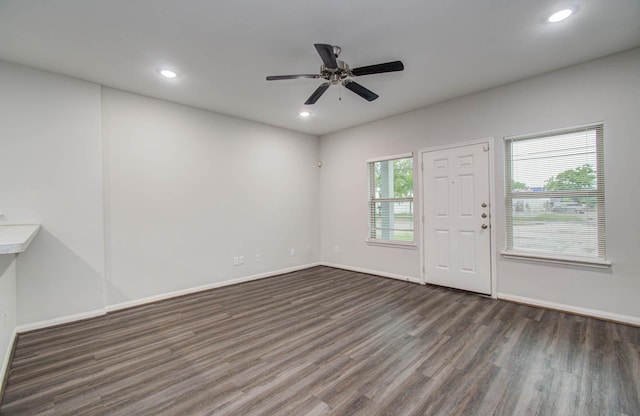 8718 Scott St Unit A B, Houston, TX 77051 - entrance foyer with wood finished floors, recessed lighting, and ceiling fan