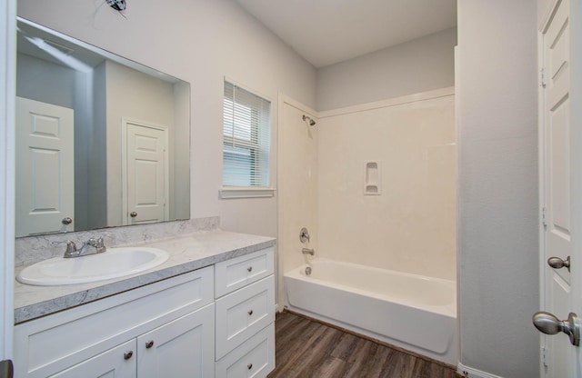 8718 Scott St Unit A B, Houston, TX 77051 - full bath featuring wood finished floors, vanity, and shower / bath combination