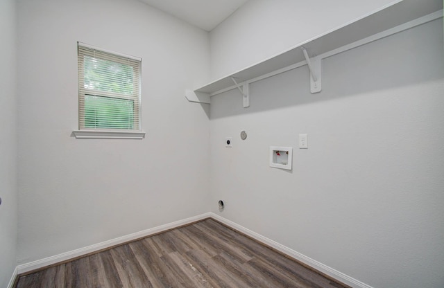 8718 Scott St Unit A B, Houston, TX 77051 - laundry room featuring dark wood-style floors, electric dryer hookup, washer hookup, and hookup for a gas dryer
