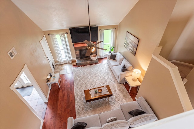 1417 S Heron Dr, Seabrook, TX 77586 - tiled living area with baseboards and lofted ceiling