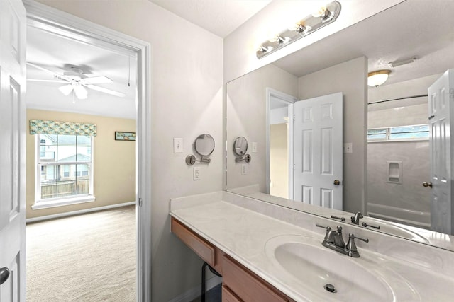 14210 Hansons Creek Ct, Houston, TX 77044 - bathroom with vanity and ceiling fan