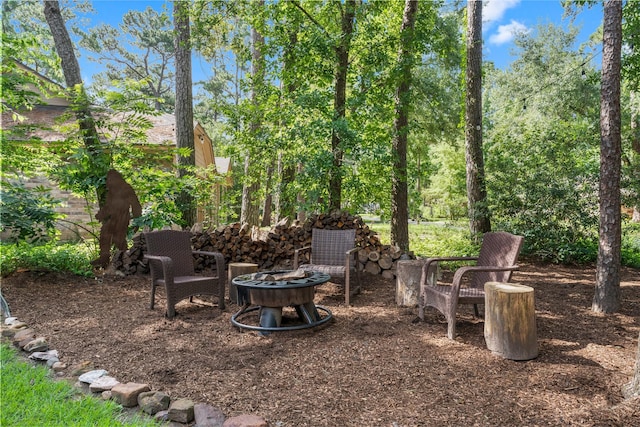 248 S Pathfinders Cir, The Woodlands, TX 77381 - view of yard with a fire pit