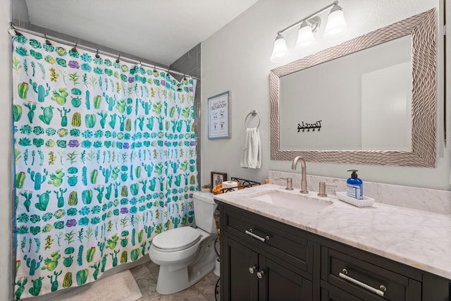 248 S Pathfinders Cir, The Woodlands, TX 77381 - full bathroom with vanity, tile patterned flooring, and a shower with curtain