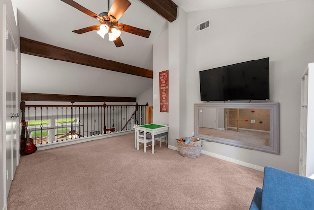 248 S Pathfinders Cir, The Woodlands, TX 77381 - recreation room with a ceiling fan and carpet flooring