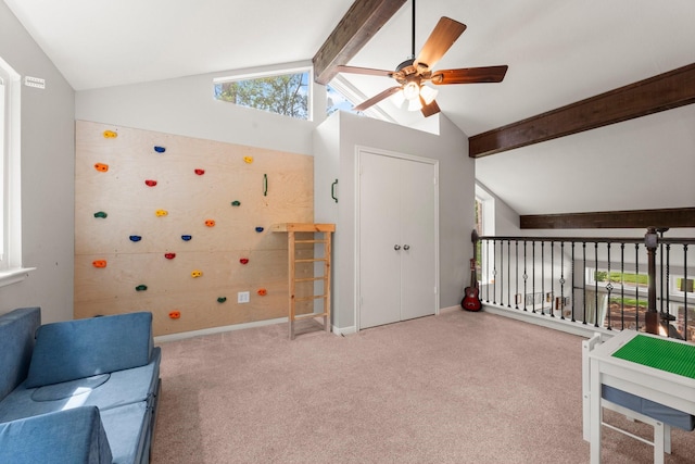 248 S Pathfinders Cir, The Woodlands, TX 77381 - living area with ceiling fan and carpet