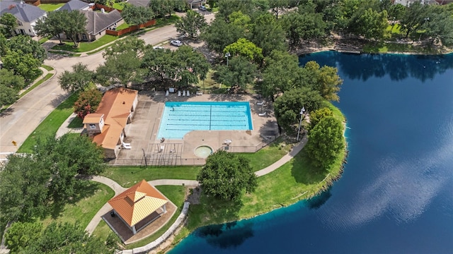 17706 Riata Lake Dr, Cypress, TX 77433 - drone / aerial view of a pool and a nearby body of water