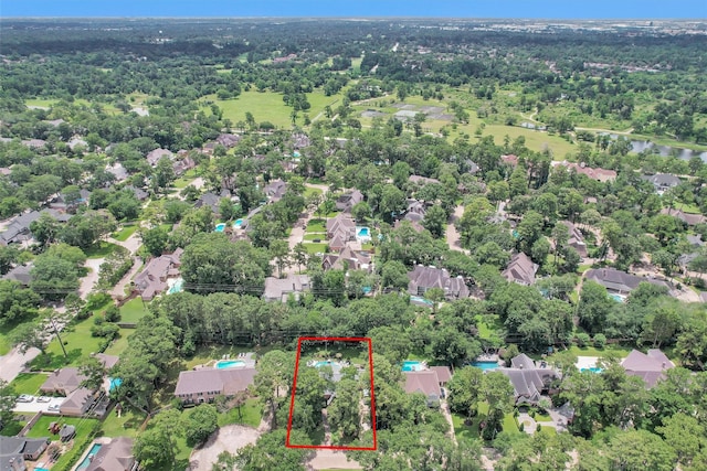 9311 Windrush Dr, Spring, TX 77379 - aerial overview of property's location with property boundaries highlighted and nearby suburban area