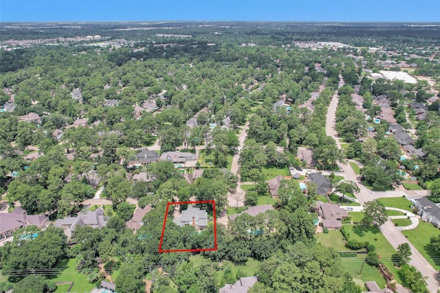 9311 Windrush Dr, Spring, TX 77379 - aerial perspective of suburban area featuring property boundaries highlighted