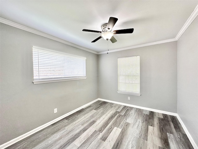 5818 Birchmont Dr, Houston, TX 77092 - unfurnished room featuring wood finished floors, crown molding, and a ceiling fan