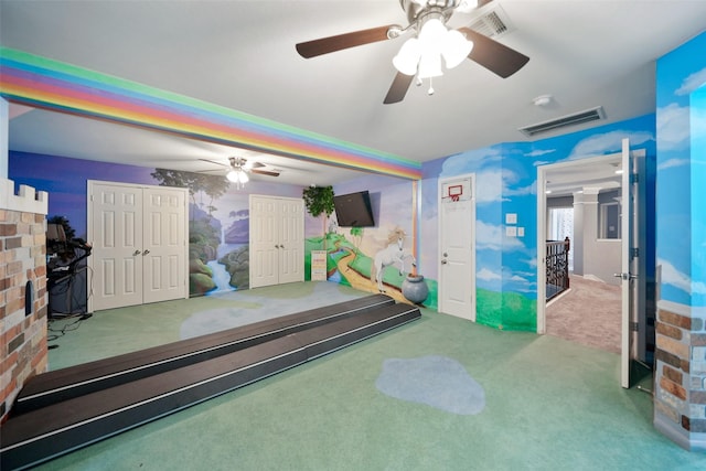 14014 Lakewood Crossing Blvd, Houston, TX 77070 - game room featuring ceiling fan and carpet flooring