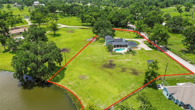 105 Sally Lake Ct, Angleton, TX 77515 - view of property location with a nearby body of water and property boundaries highlighted