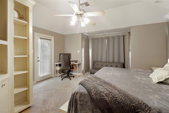 105 Sally Lake Ct, Angleton, TX 77515 - carpeted bedroom featuring lofted ceiling and a ceiling fan