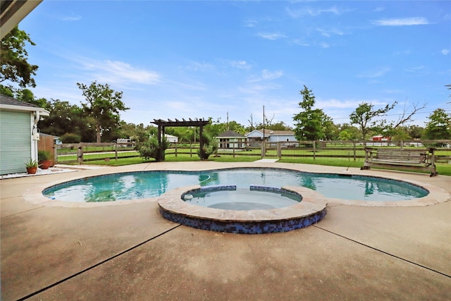 105 Sally Lake Ct, Angleton, TX 77515 - view of swimming pool featuring a pool with connected hot tub, a patio area, and a pergola