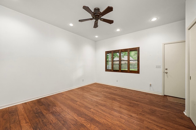 1908 Milam St, Columbus, TX 78934 - unfurnished room with a ceiling fan, wood finished floors, and recessed lighting