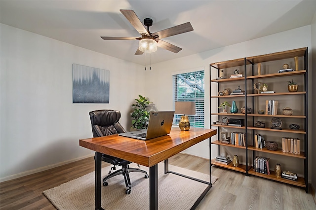 20531 Spring Rose Dr, Katy, TX 77450 - home office featuring ceiling fan and wood finished floors