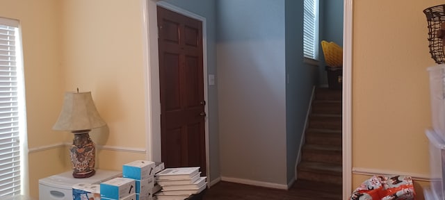 14631 Saint Cloud Dr, Houston, TX 77062 - hall featuring dark wood finished floors and baseboards