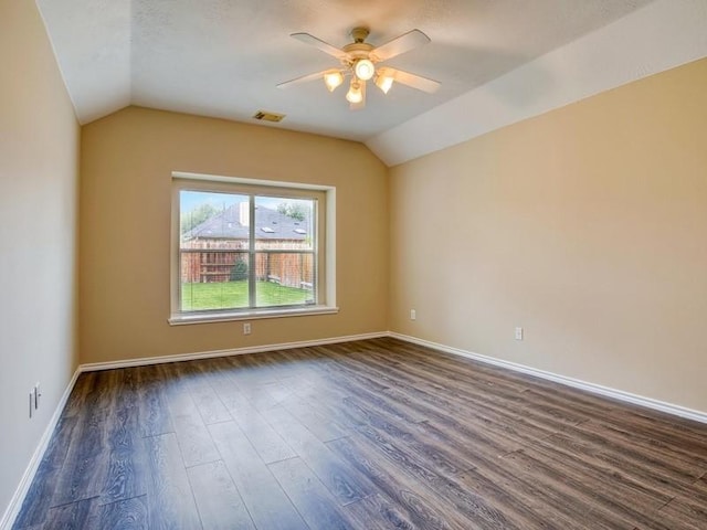 26610 W Surrey Park Ln W, Katy, TX 77494 - spare room featuring vaulted ceiling, a ceiling fan, and dark wood finished floors