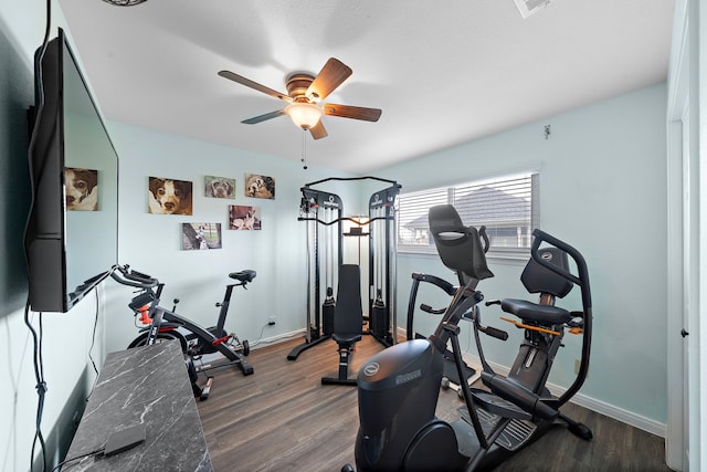 8416 Seawall Blvd Unit 5, Galveston, TX 77554 - exercise room with ceiling fan and wood finished floors