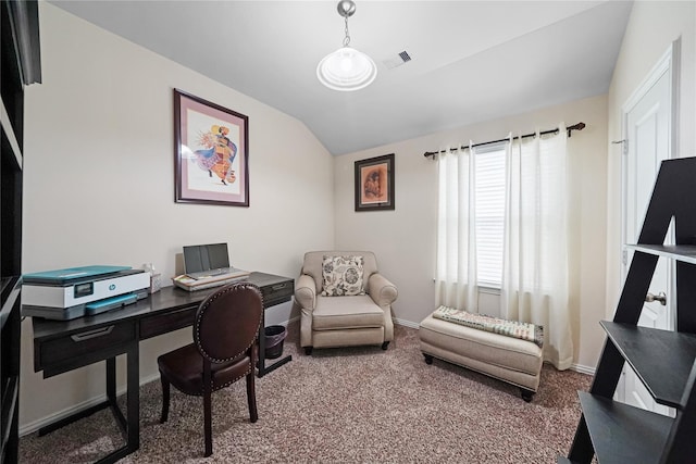 16330 Hillside Garden Ln, Houston, TX 77084 - office featuring vaulted ceiling and carpet floors
