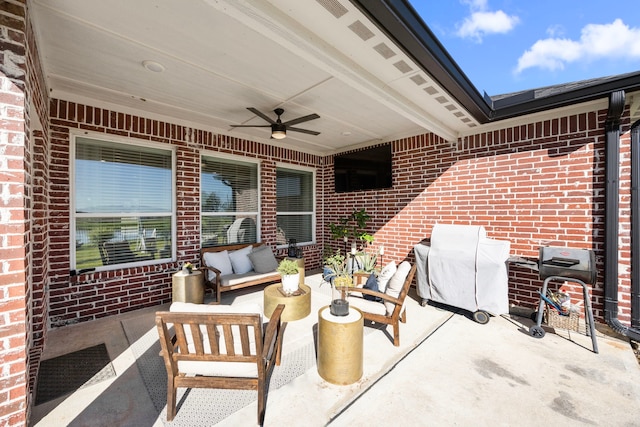 915 Bernard Meadows Dr, East Bernard, TX 77435 - view of patio / terrace featuring ceiling fan and outdoor lounge area