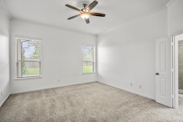 31767 Chapel Rock Ln, Spring, TX 77386 - unfurnished room with crown molding, light colored carpet, and ceiling fan