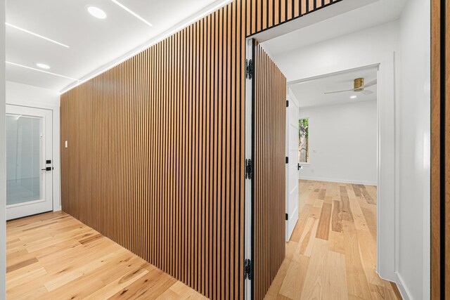 2506 Briarbrook Dr, Houston, TX 77042 - corridor with light wood-style flooring and recessed lighting