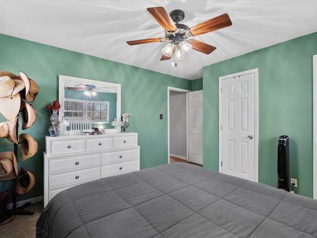 1901 49th St, Galveston, TX 77551 - bedroom featuring a ceiling fan and carpet flooring