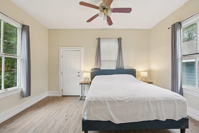 1913 Ursuline St, Galveston, TX 77550 - bedroom featuring light wood-style floors and ceiling fan