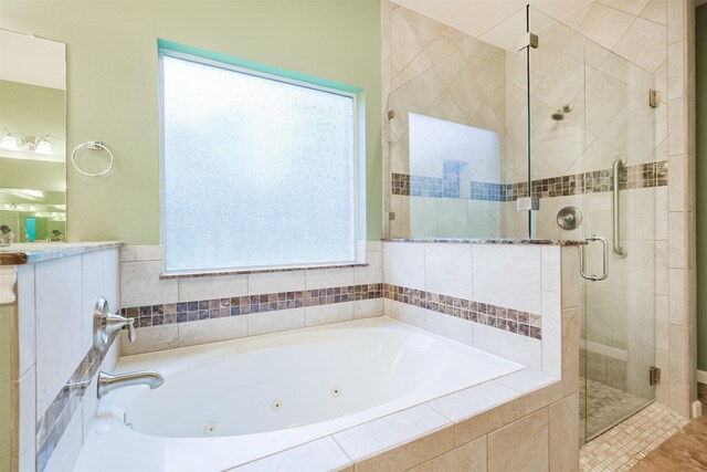 13330 Via Torre De Pisa Ln, Cypress, TX 77429 - bathroom featuring a shower stall, a whirlpool tub, and vanity