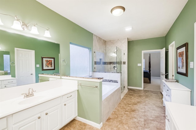 13330 Via Torre De Pisa Ln, Cypress, TX 77429 - bathroom with a shower stall, a garden tub, and vanity