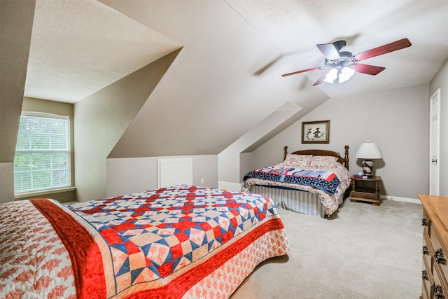 13330 Via Torre De Pisa Ln, Cypress, TX 77429 - carpeted bedroom with vaulted ceiling and a ceiling fan