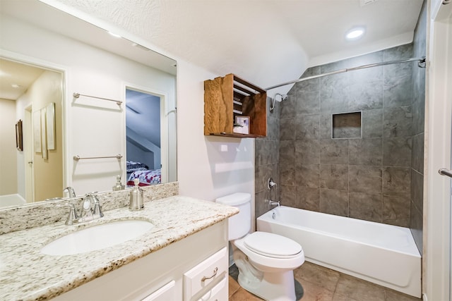 13330 Via Torre De Pisa Ln, Cypress, TX 77429 - ensuite bathroom with vanity, shower / washtub combination, and tile patterned flooring