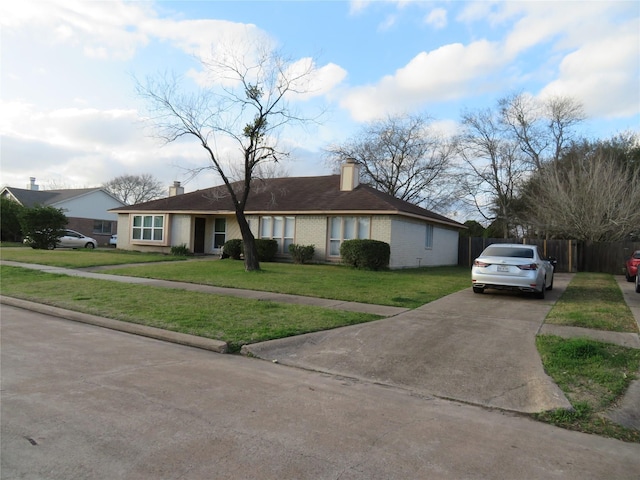 16310 Meadowbrook Farm Rd, Houston, TX 77082 - ranch-style house with driveway, a chimney, and brick siding