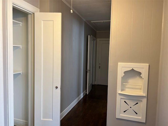 4905 Jackson St, Houston, TX 77004 - corridor featuring crown molding and dark wood-style flooring