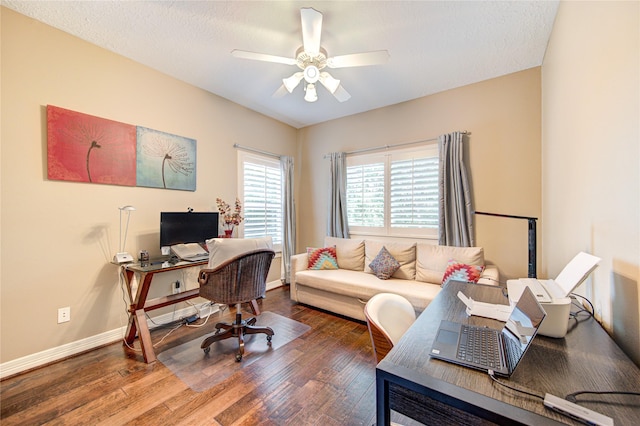 1415 Baldwin Square Ln, Houston, TX 77077 - office featuring a ceiling fan and wood finished floors
