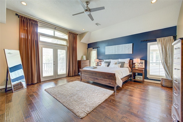 1415 Baldwin Square Ln, Houston, TX 77077 - bedroom with access to outside, multiple windows, french doors, wood finished floors, and recessed lighting