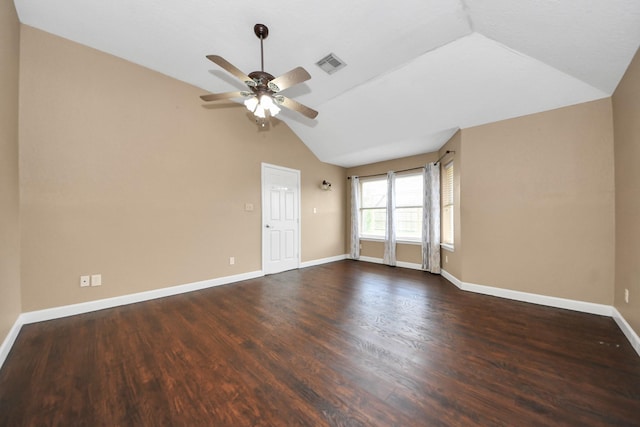204 Audubon Woods Ct, Richwood, TX 77531 - unfurnished room featuring vaulted ceiling, ceiling fan, and wood finished floors