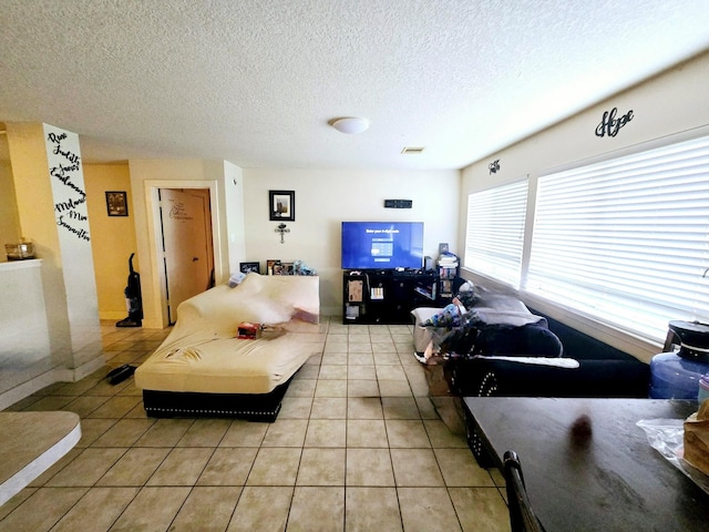17910 Alee Ct, Crosby, TX 77532 - living room with light tile patterned flooring and a textured ceiling