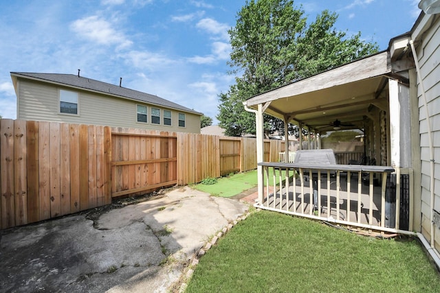 24219 Camillia Ridge Way, Katy, TX 77493 - fenced backyard featuring a patio area and ceiling fan
