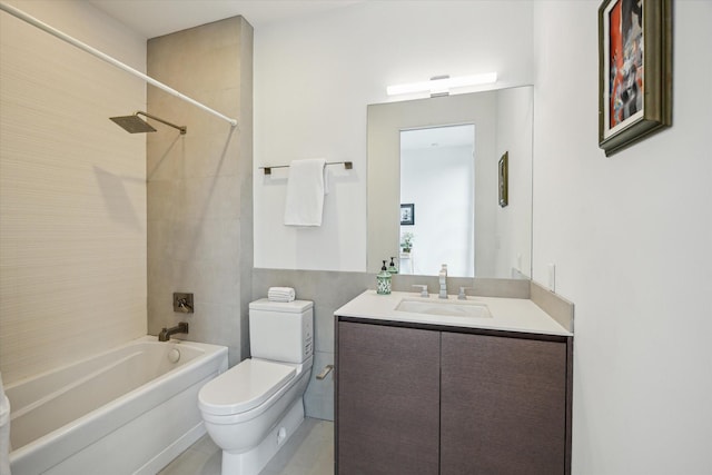 2332 Wroxton Rd, Houston, TX 77005 - bathroom featuring bathing tub / shower combination, vanity, and tile patterned flooring