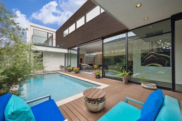 2332 Wroxton Rd, Houston, TX 77005 - outdoor pool featuring a wooden deck