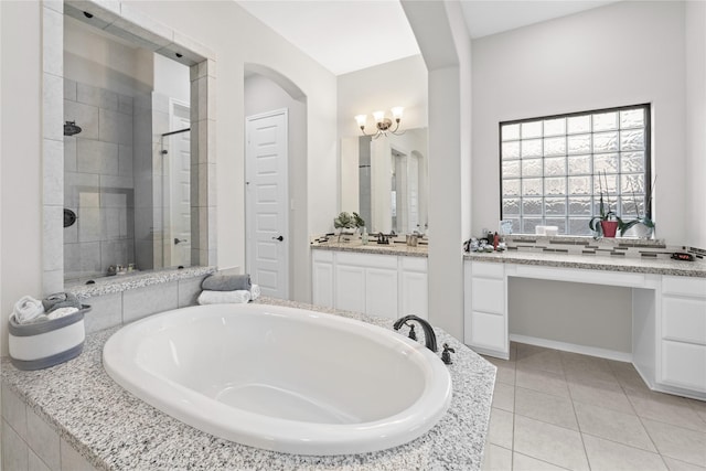 2131 Acadian Way, Brookshire, TX 77423 - full bath with a garden tub, a shower stall, vanity, and tile patterned flooring
