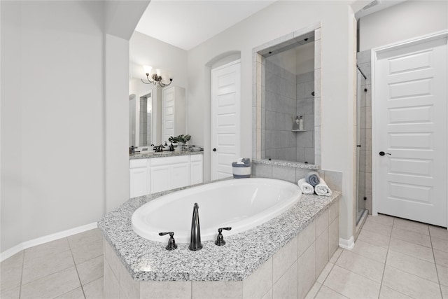 2131 Acadian Way, Brookshire, TX 77423 - full bath with a bath, tile patterned floors, a shower stall, and vanity