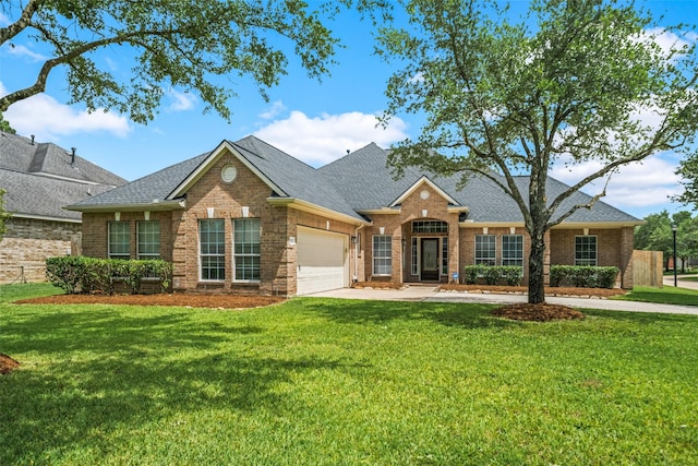 15331 Springhill Bend Ln, Cypress, TX 77429 - view of front of home featuring brick siding, a garage, and a front lawn