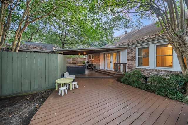 1621 Cherryhurst St, Houston, TX 77006 - deck with a hot tub and french doors