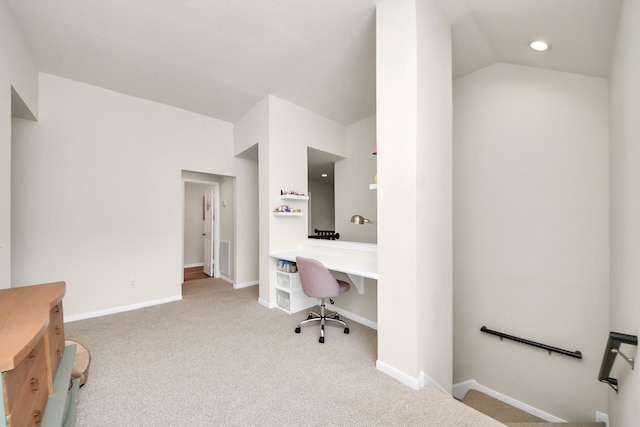 235 Cedar Elm Ln, Sugar Land, TX 77479 - office with carpet, lofted ceiling, and recessed lighting