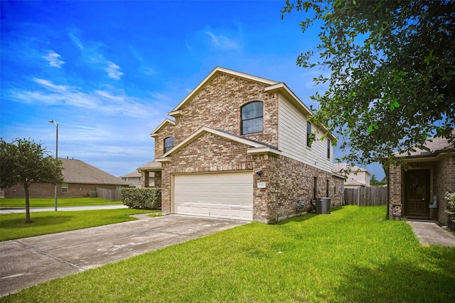 9203 Sasson Blvd, Houston, TX 77044 - view of side of property with brick siding, driveway, and a garage