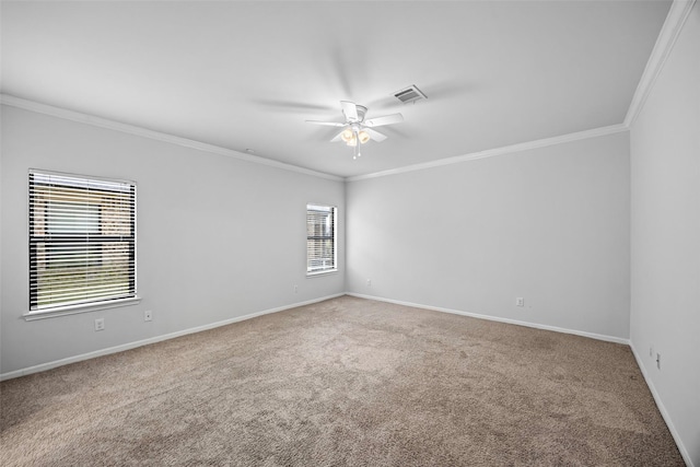 9203 Sasson Blvd, Houston, TX 77044 - empty room featuring ornamental molding, carpet floors, and ceiling fan