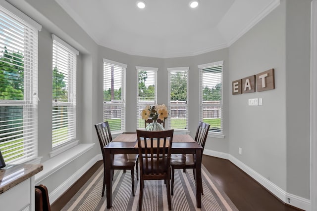 31268 New Forest Park Ln, Spring, TX 77386 - dining room featuring dark wood-style flooring, plenty of natural light, and recessed lighting